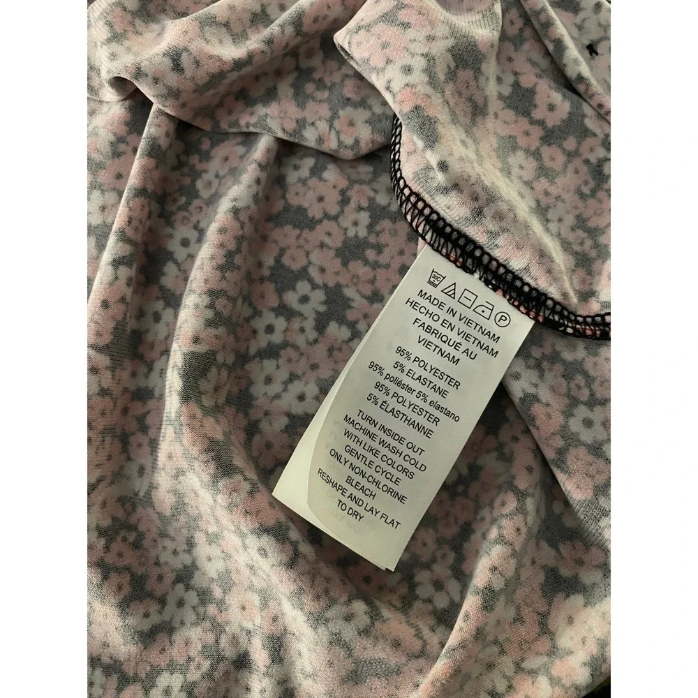 Michael Kors Boho Womens Floral Print 3/4 Sleeve Scoop Neck Smocked Top Blouse M